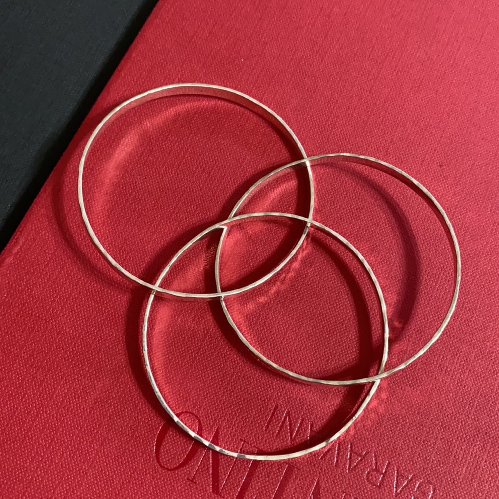 Hammeredsterling Silver Trinity Bangle Bracelet - image 5